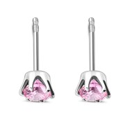 5mm Round Prong-Set Rose Pink CZ Sterling Silver Stud Earrings - e444